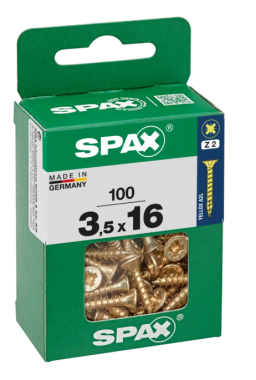 Spax Universalschrauben, Stahl, Gelb, 16 x 3,5 mm, 100 Stück 4081020350162